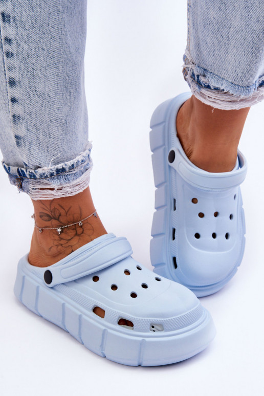 Chaussons pour femmes à plateforme en mousse bleu clair Beckett