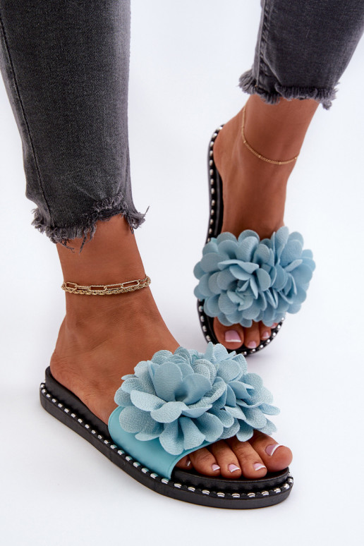 Chaussons pour femmes avec motifs floraux en bleu Cellanen