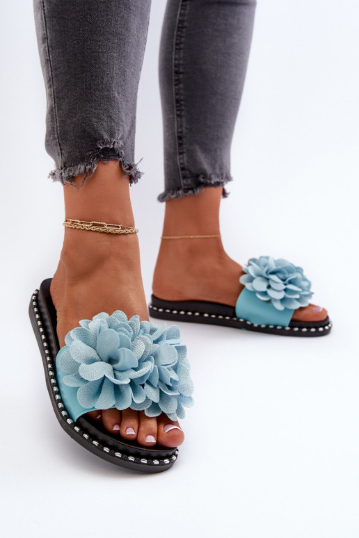 Chaussons pour femmes avec motifs floraux en bleu Cellanen