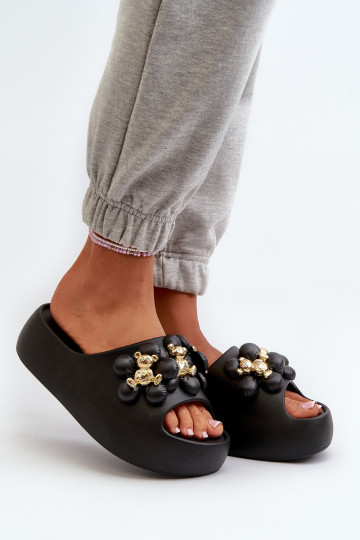 Chaussons légers pour femmes avec de beaux détails sur semelle épaisse en noir Bremavia 2