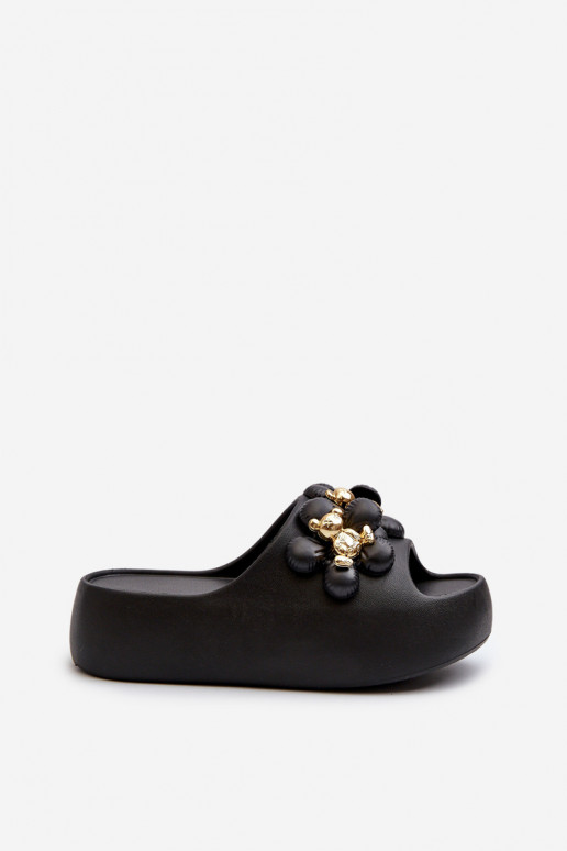 Chaussons légers pour femmes avec de beaux détails sur semelle épaisse en noir Bremavia