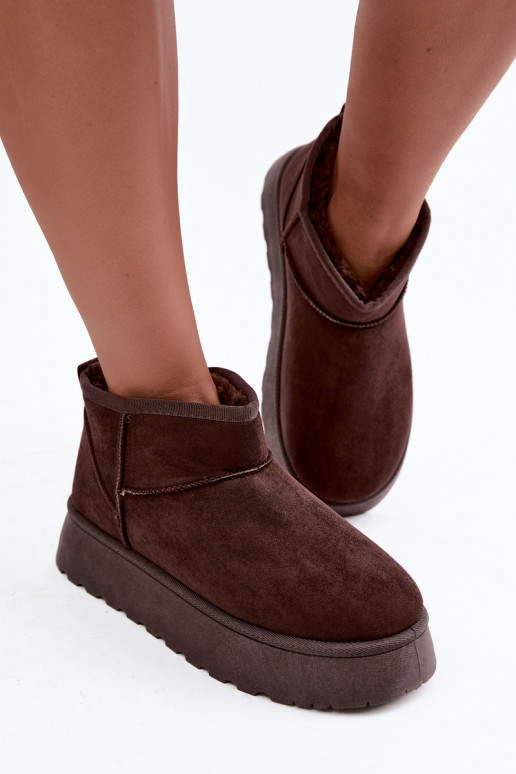 Bottes de neige pour femmes isolées avec plateforme et fourrure à l'intérieur CzekoladoĮe Vesirae