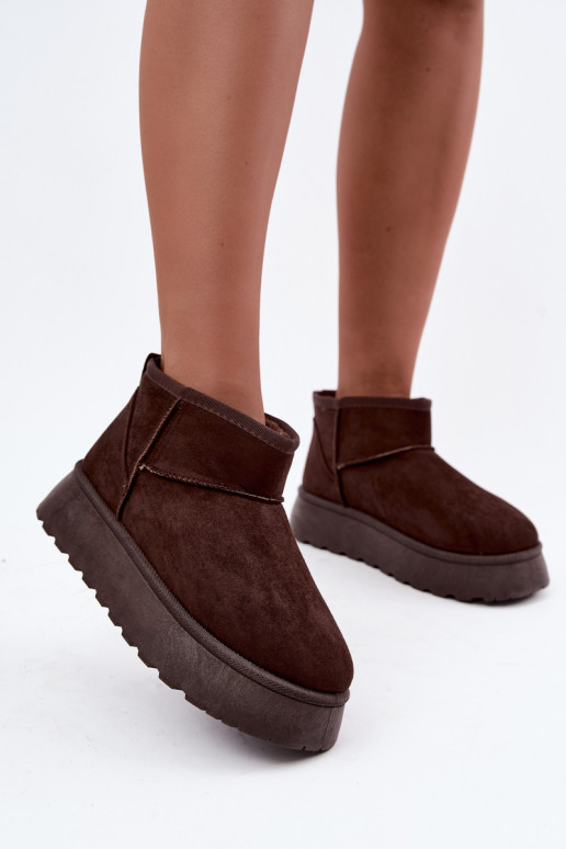 Bottes de neige pour femmes isolées avec plateforme et fourrure à l'intérieur CzekoladoĮe Vesirae