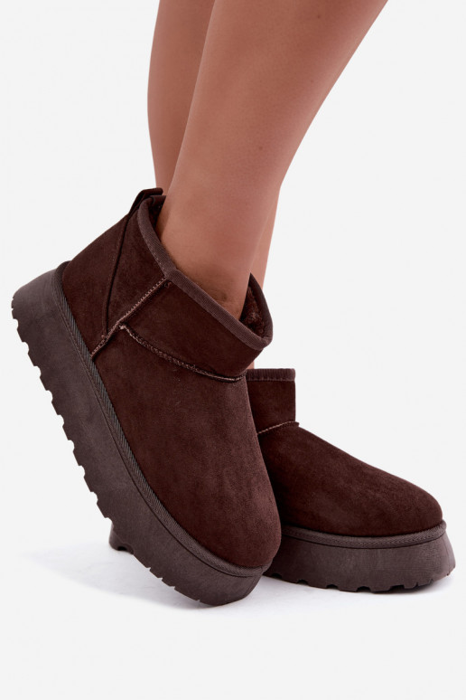 Bottes de neige pour femmes isolées avec plateforme et fourrure à l'intérieur CzekoladoĮe Vesirae