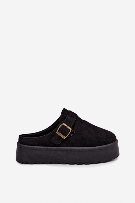 Chaussons noirs pour femmes avec plateforme et boucles Cressa