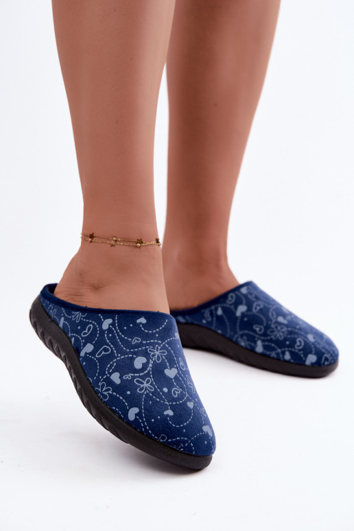 Chaussons bleus foncés pour femmes avec motifs Inblu ET000041