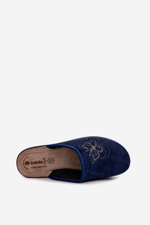 Chaussons bleus foncés pour femmes avec papillons brodés Inblu LY000119