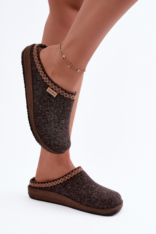 Chaussons bruns foncés pour femmes avec broderie Inblu NL000009