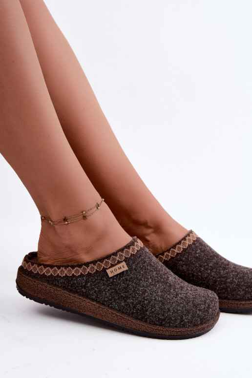Chaussons bruns foncés pour femmes avec broderie Inblu NL000009