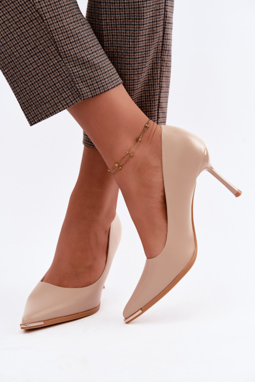 Escarpins couleur sable en simili cuir INarelia