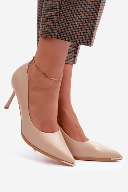 Escarpins couleur sable en simili cuir INarelia