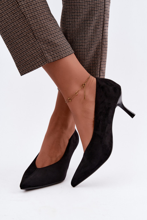 Chaussures à talons noires avec broderie décorative Sedria