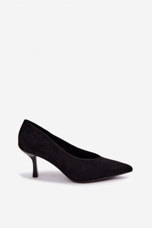 Chaussures à talons noires avec broderie décorative Sedria