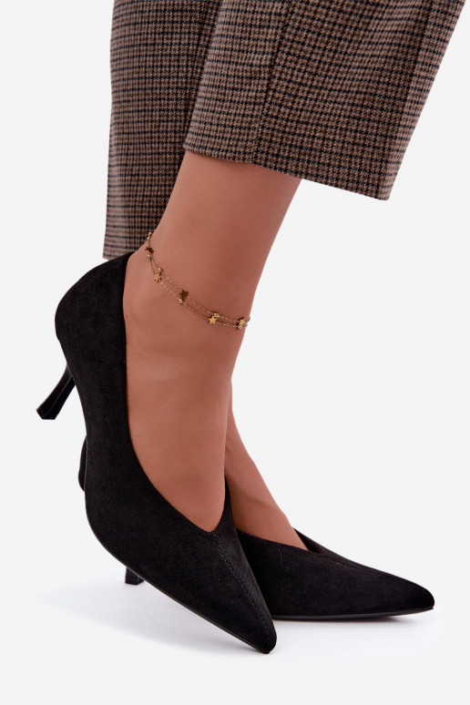 Chaussures à talons noires avec broderie décorative Sedria