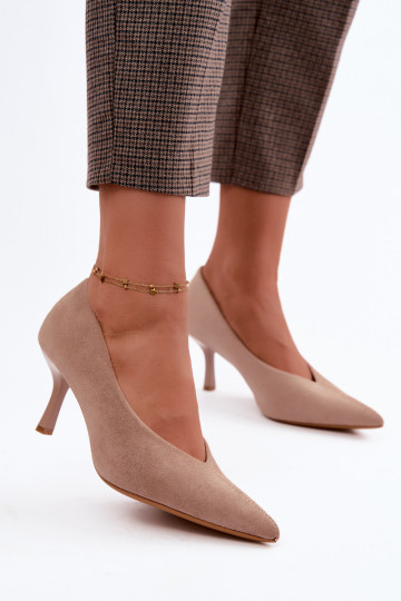 Chaussures à talons couleur sable avec broderie décorative Sedria