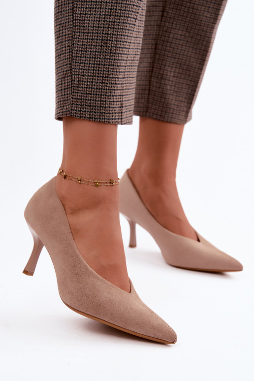 Chaussures à talons couleur sable avec broderie décorative Sedria