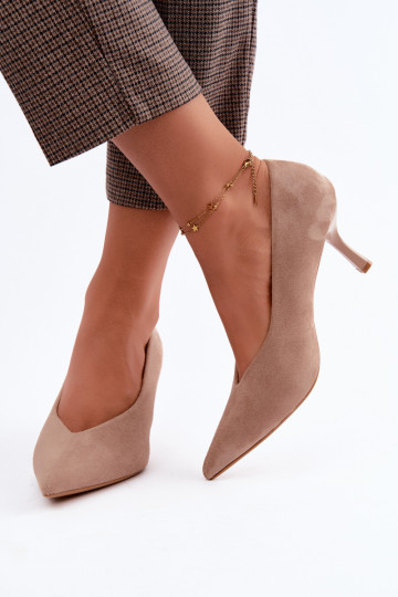Chaussures à talons couleur sable avec broderie décorative Sedria 2