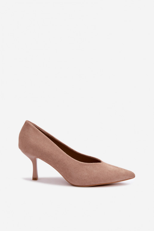 Chaussures à talons couleur sable avec broderie décorative Sedria