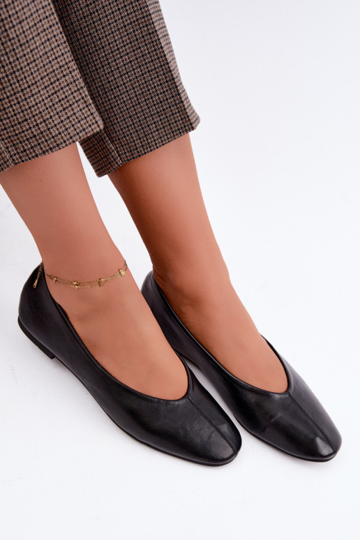 Ballerines avec broderie décorative en noir Iralia