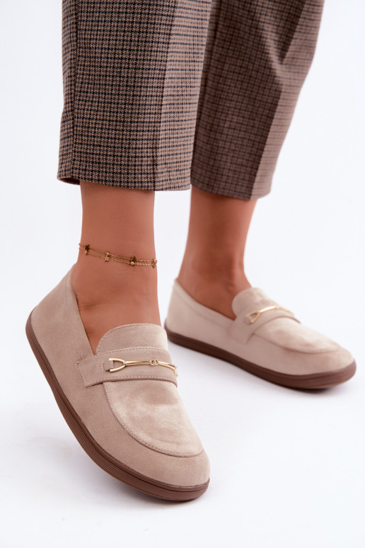 Mocassins avec détails dorés en couleur sable Paresa