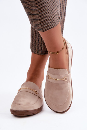 Mocassins avec détails dorés en couleur sable Paresa 2