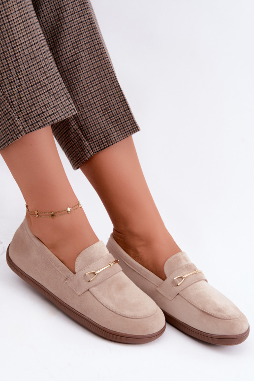 Mocassins avec détails dorés en couleur sable Paresa