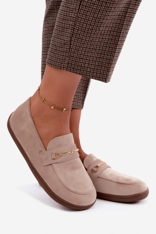 Mocassins avec détails dorés en couleur sable Paresa