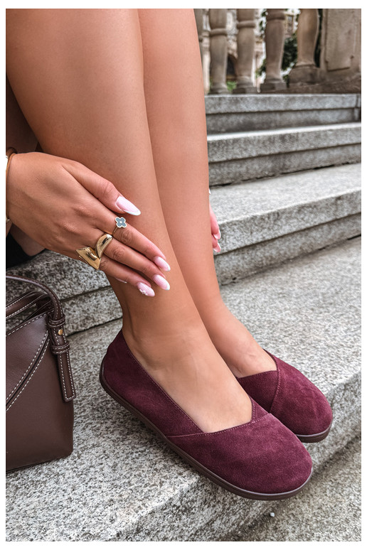 Ballerines bordeaux pour femmes en simili daim Mirelia
