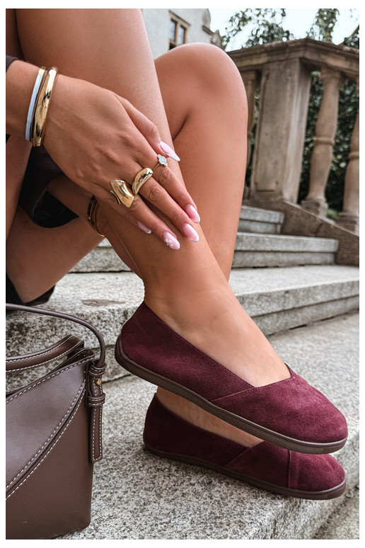 Ballerines bordeaux pour femmes en simili daim Mirelia