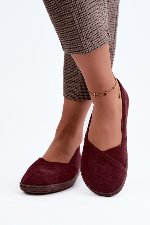 Ballerines bordeaux pour femmes en simili daim Mirelia