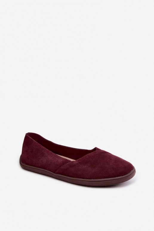 Ballerines bordeaux pour femmes en simili daim Mirelia
