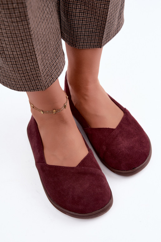 Ballerines bordeaux pour femmes en simili daim Mirelia