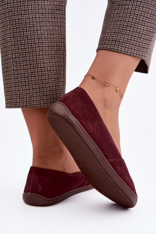 Ballerines bordeaux pour femmes en simili daim Mirelia