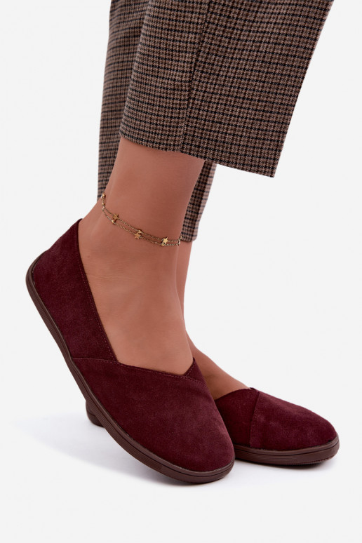 Ballerines bordeaux pour femmes en simili daim Mirelia