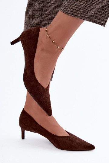 Chaussures à bout pointu en couleur chocolat Tadela
