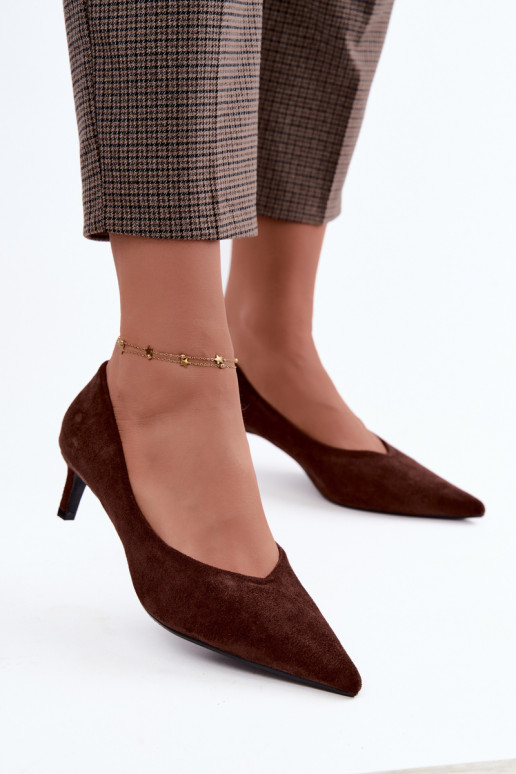 Chaussures à bout pointu en couleur chocolat Tadela
