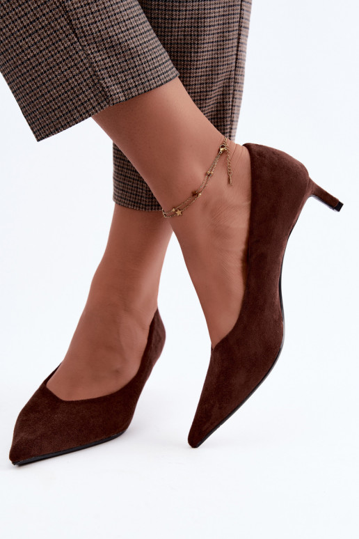 Chaussures à bout pointu en couleur chocolat Tadela