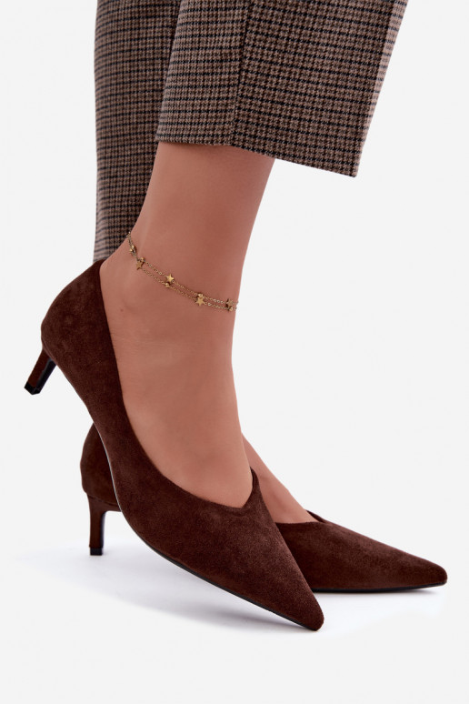 Chaussures à bout pointu en couleur chocolat Tadela