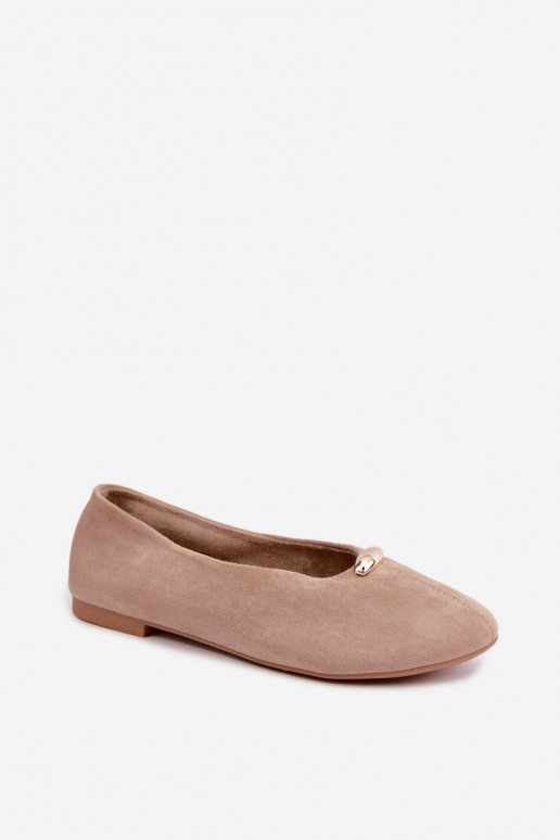 Ballerines couleur sable pour femmes avec détails dorés Serela