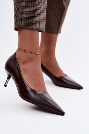 Chaussures à petit talon en couleur chocolat Pelina