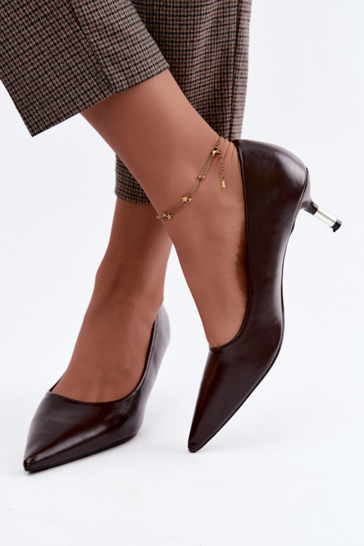 Chaussures à petit talon en couleur chocolat Pelina