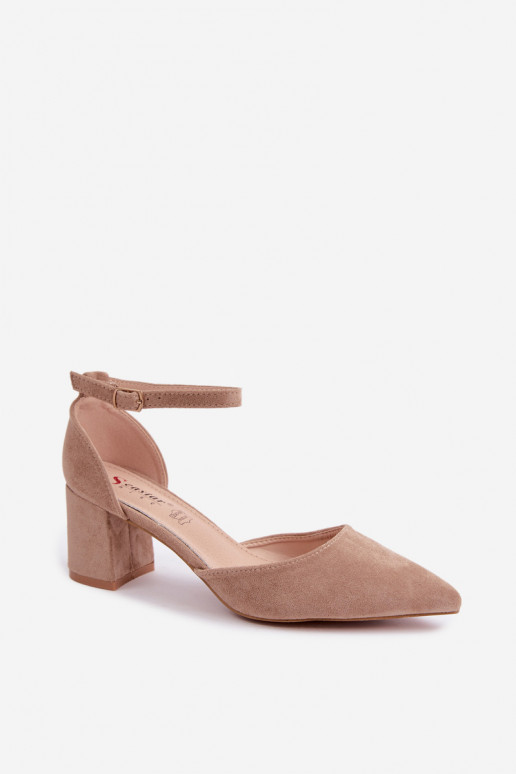 Chaussures à talon avec brides en couleur sable Olenae