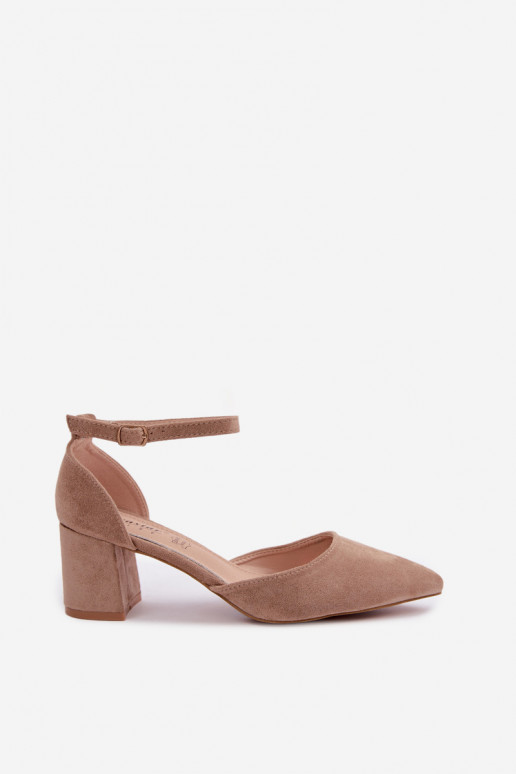 Chaussures à talon avec brides en couleur sable Olenae