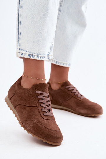 Baskets Barefoot en simili daim marron Zazoo N1422 2