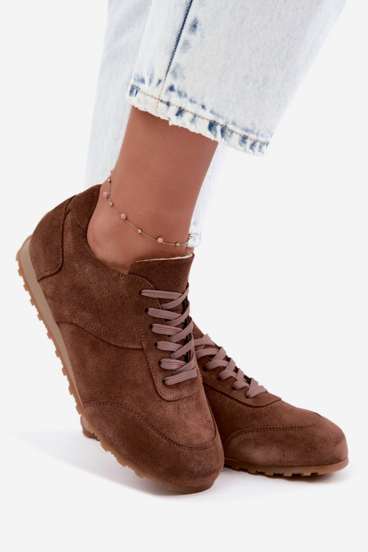 Baskets Barefoot en simili daim marron Zazoo N1422