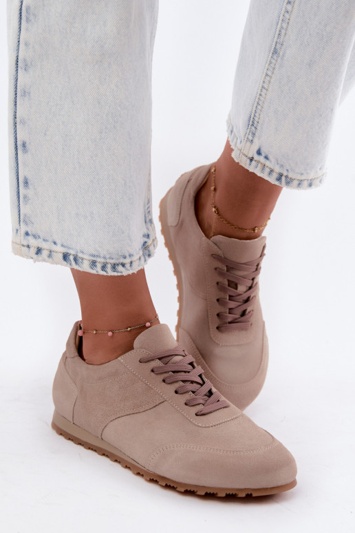 Baskets Barefoot en simili daim couleur sable Zazoo N1422