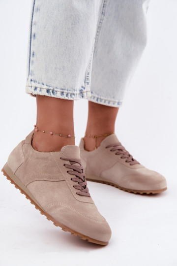 Baskets Barefoot en simili daim couleur sable Zazoo N1422 2