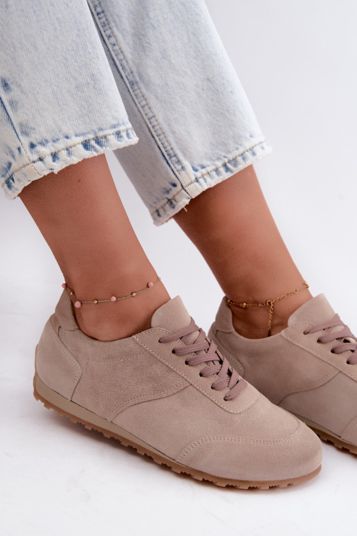 Baskets Barefoot en simili daim couleur sable Zazoo N1422