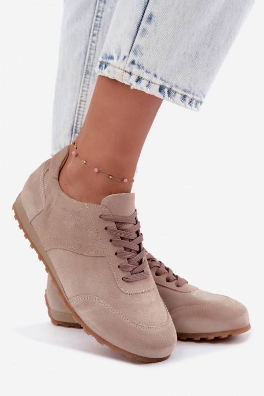 Baskets Barefoot en simili daim couleur sable Zazoo N1422
