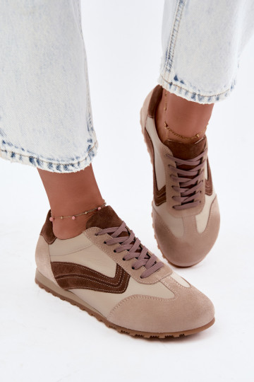 Baskets Barefoot en simili daim couleur sable Zazoo N1400